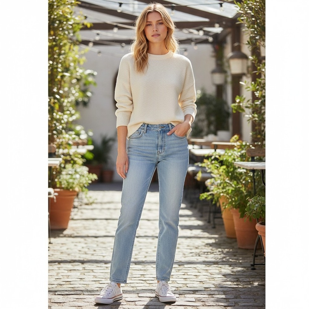 Refuge+ Straight Leg Jeans Women 20 Light Wash High Rise Stretch Denim